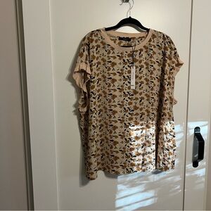 Tahari Woman Floral Ruffle Sleeve Blouse